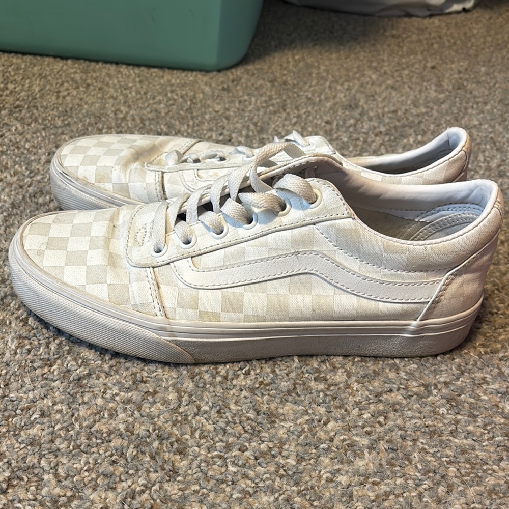 Vans White Checkered Sneakers